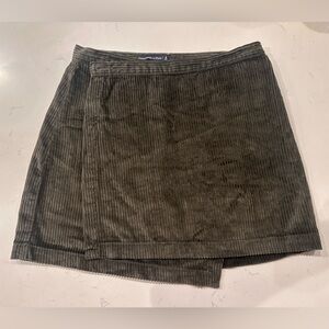 Abercrombie & Fitch Olive Corduroy Wrap Skirt